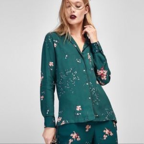 Massimo Dutti floral long sleeve pajama top - Picture 1 of 10